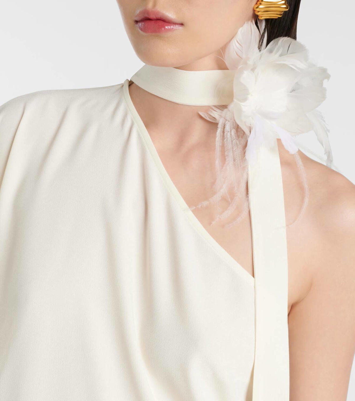Taller Marmo Bolkan Garden feather-trimmed maxi dress