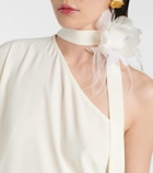 Taller Marmo Bolkan Garden feather-trimmed maxi dress