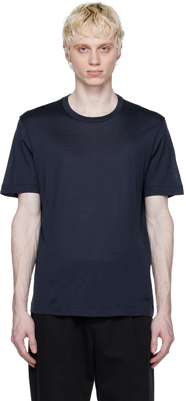 Photo: Brioni Navy Embroidered T-Shirt