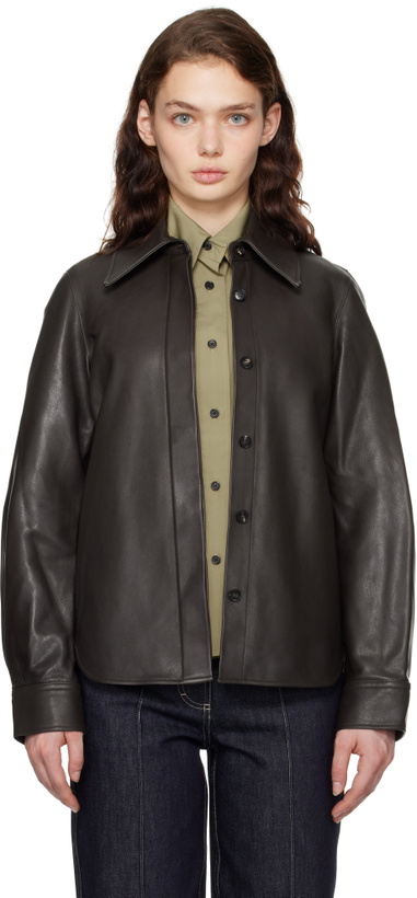 Photo: CO Brown Structured Button Down Leather Shirt