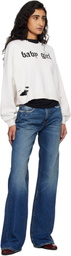 R13 Off-White 'Baby Girl' Cropped Crewneck Sweatshirt