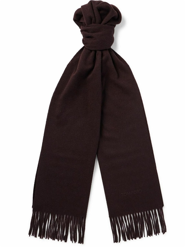 Photo: TOM FORD - Logo-Embroidered Fringed Cashmere Scarf