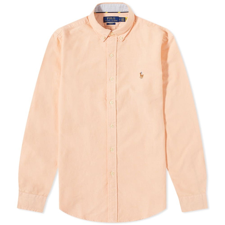 Photo: Polo Ralph Lauren Men's Slim Fit Button Down Oxford Shirt in Spring Orange