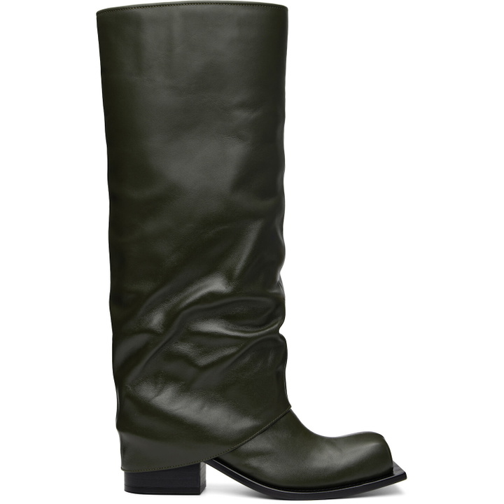 Photo: FIDAN NOVRUZOVA Khaki Havva Chunky Heel Tall Boots
