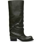 FIDAN NOVRUZOVA Khaki Havva Chunky Heel Tall Boots