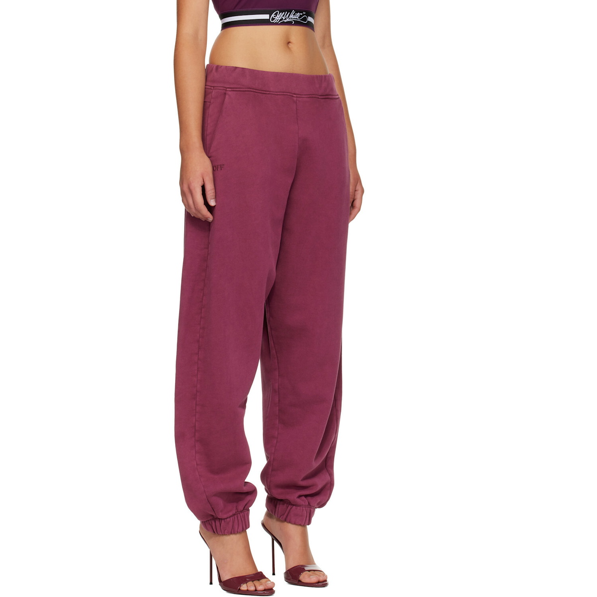 Off-White Burgundy 'Off' Stamp Balloon Sweatpants