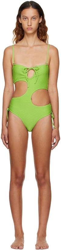 Photo: Danielle Guizio SSENSE Exclusive Green One-Piece Swimsuit