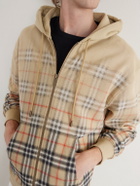 Burberry - Checked Cotton-Jersey Hoodie - Neutrals