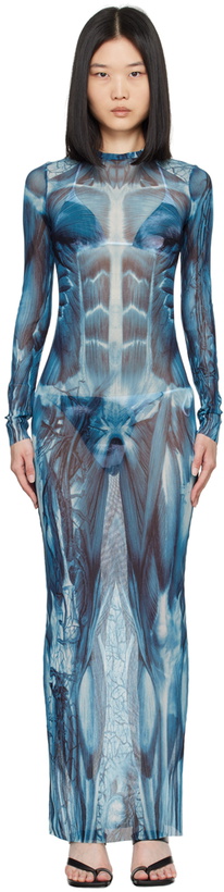 Photo: Jean Paul Gaultier Blue 'The Écorché' Maxi Dress