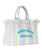 MC2 Saint Barth Porto Cervo Beach Club Striped Cotton Canvas Vanity Tote Bag
