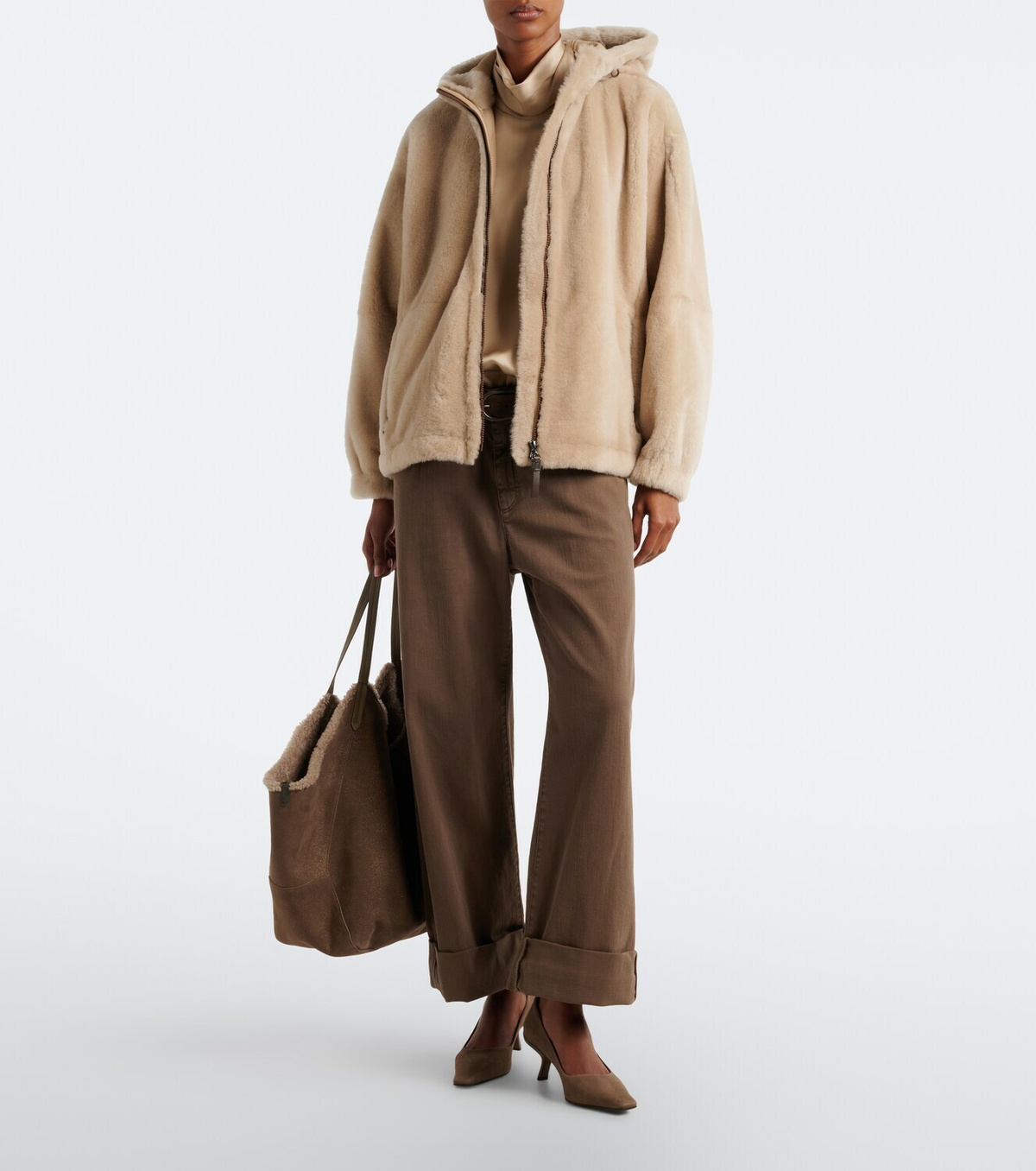 Brunello Cucinelli Monili hooded shearling jacket
