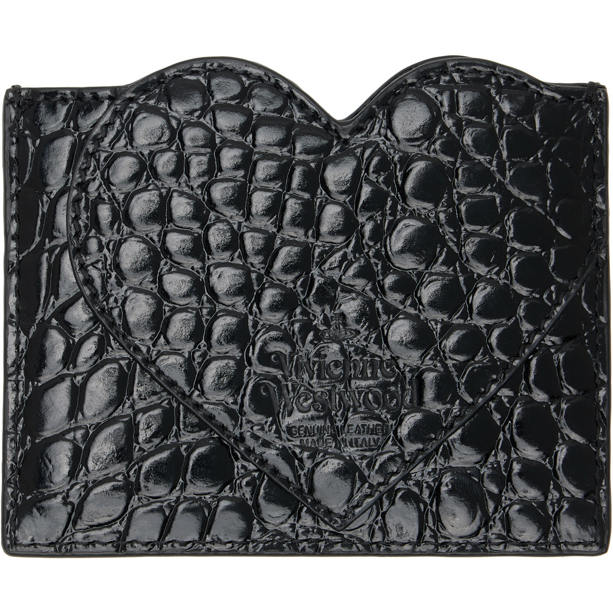 Vivienne Westwood Black Croc Heart Card Holder