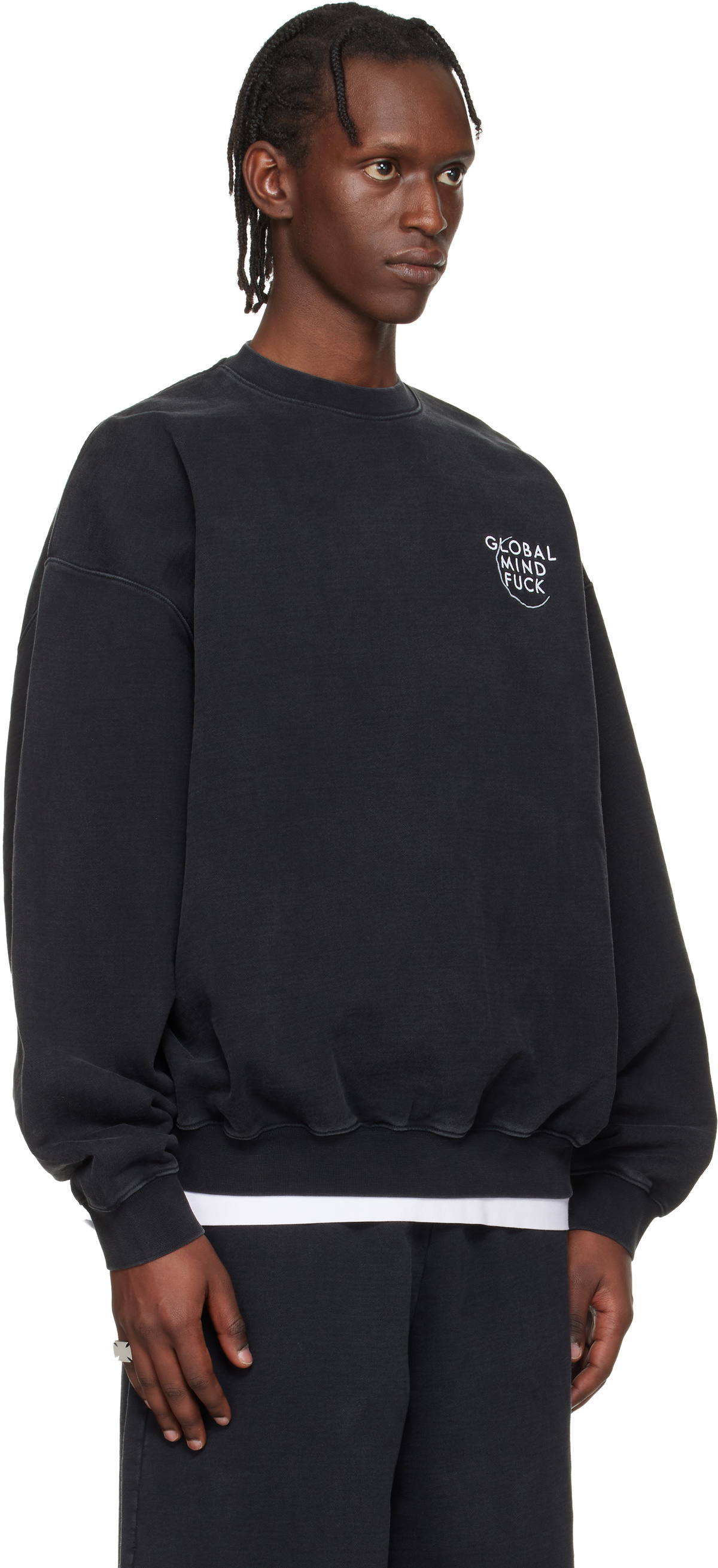 VETEMENTS Black 'Global MF' Sweatshirt