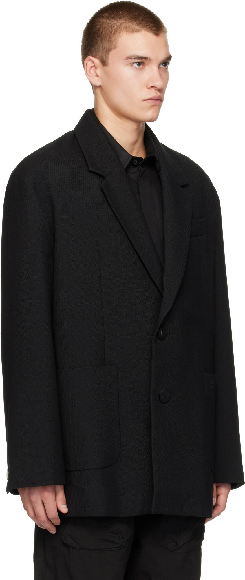 WOOYOUNGMI Black Oversized Wool Blazer