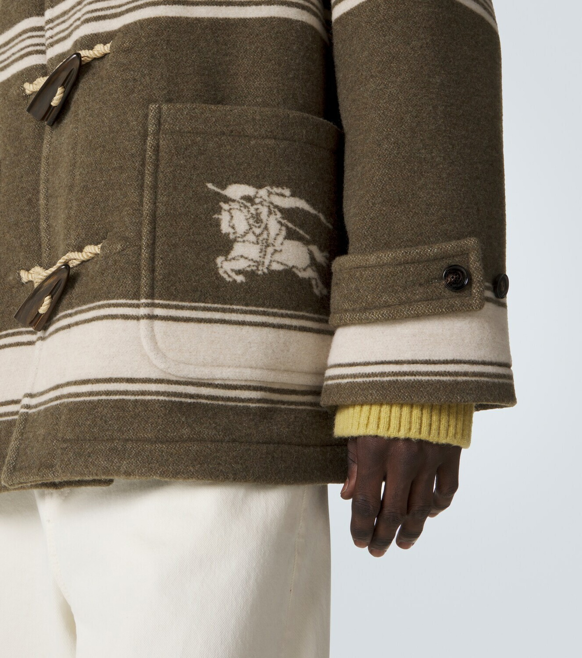 Burberry Striped wool and cotton-blend duffel coat