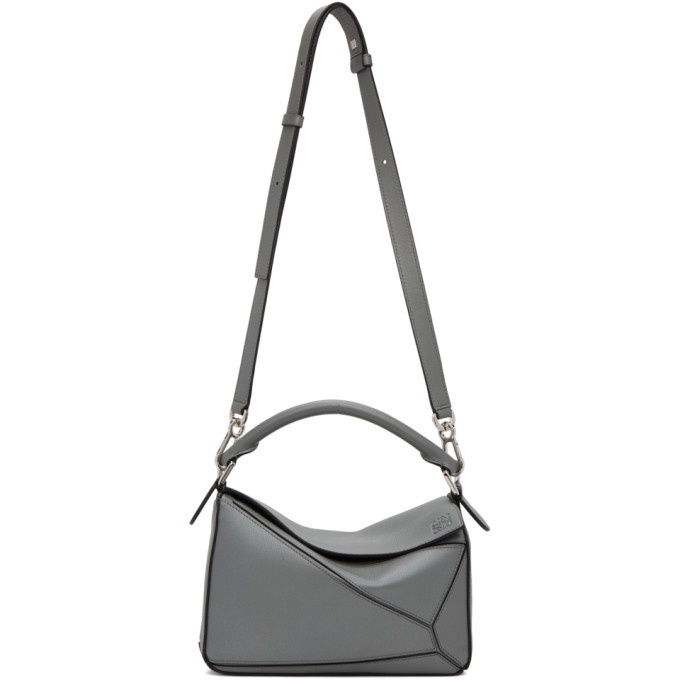 LOEWE, Puzzle Small Grained Leather Bag in Dark Grey