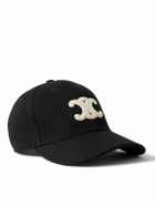 CELINE - Logo-Appliquéd Wool-Twill Baseball Cap - Black