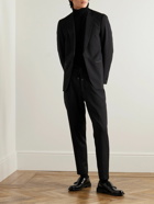 Mr P. - Tapered Grosgrain-Trimmed Wool Drawstring Tuxedo Trousers - Black