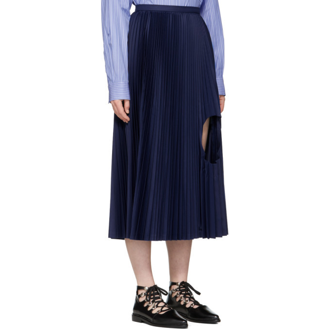 Toga Navy Pleated Cut-Out Skirt Toga Pulla