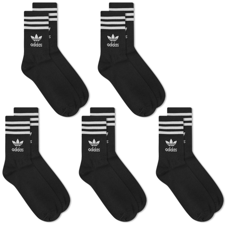 Photo: Adidas Solid Mid Cut Sock - 5 Pack