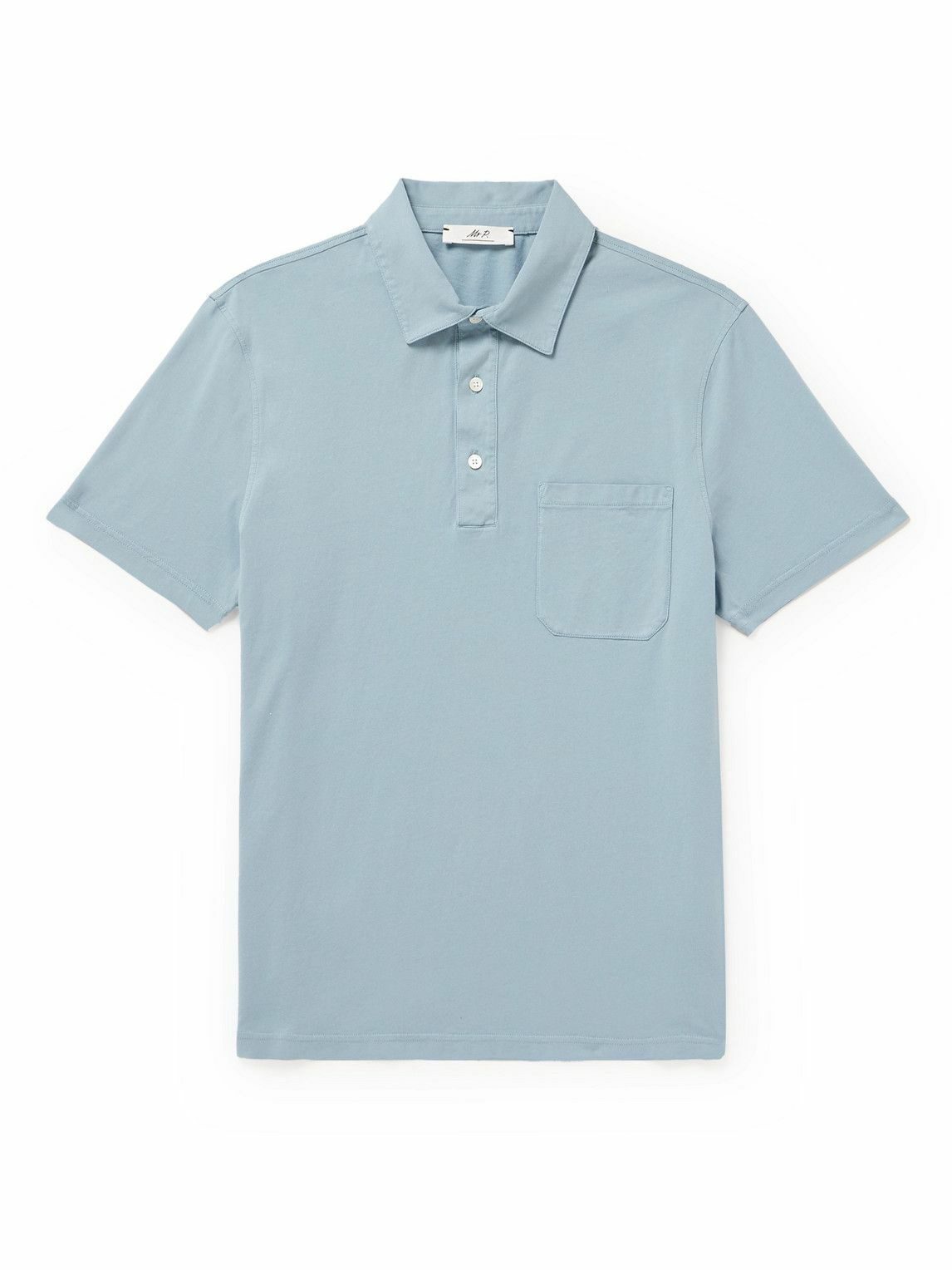 Mr P. - Garment-Dyed Cotton-Jersey Polo Shirt - Blue Mr P.
