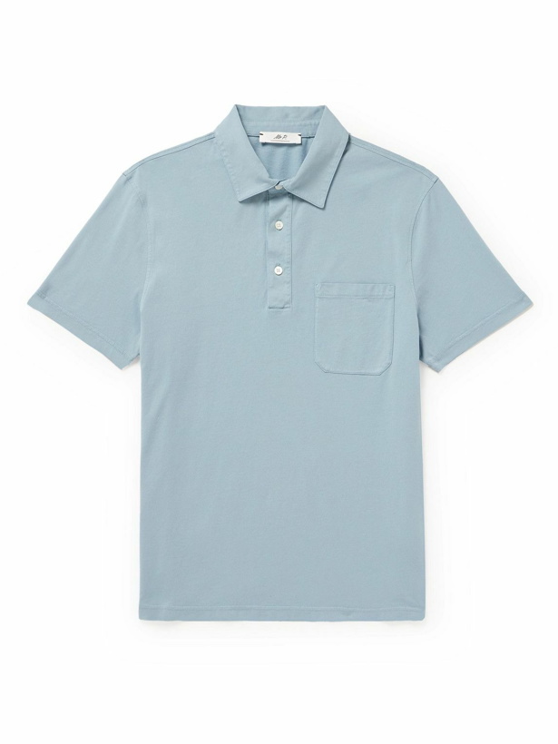 Photo: Mr P. - Garment-Dyed Cotton-Jersey Polo Shirt - Blue