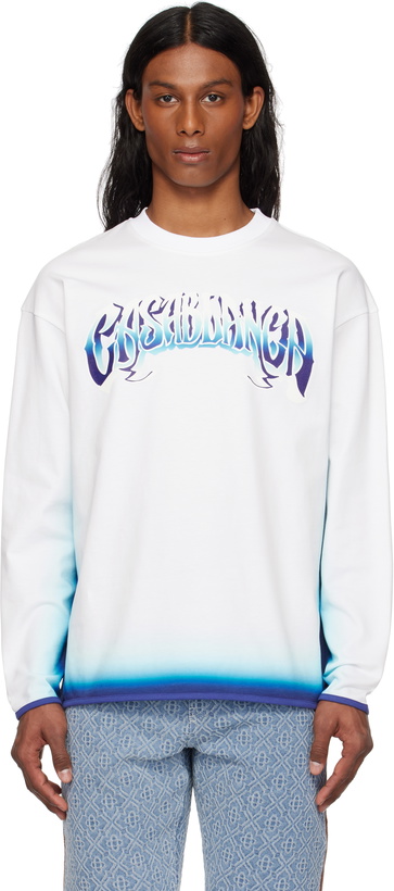 Photo: Casablanca White & Blue Fade Long Sleeve T-shirt
