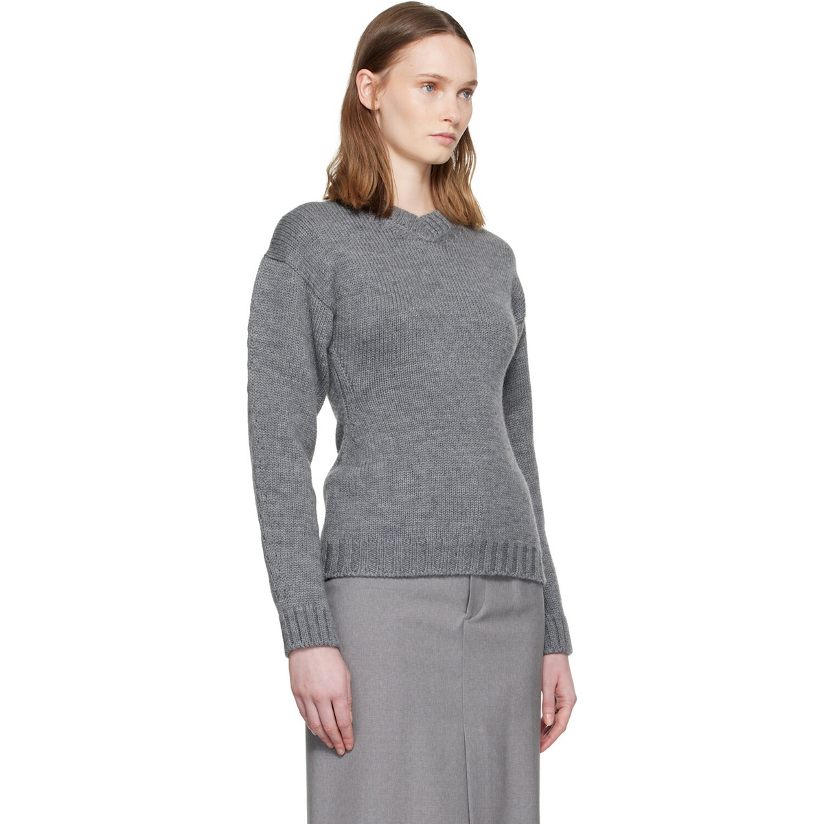 Jil Sander Gray Hourglass Wool Sweater