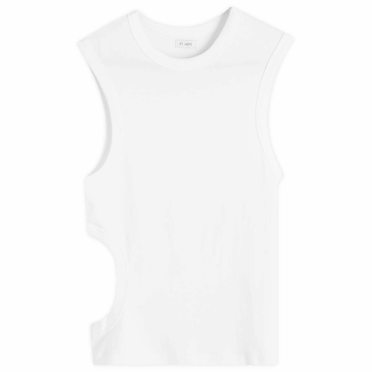 ST. Agni Women's Organic Cotton Cut Out Tank Top in White