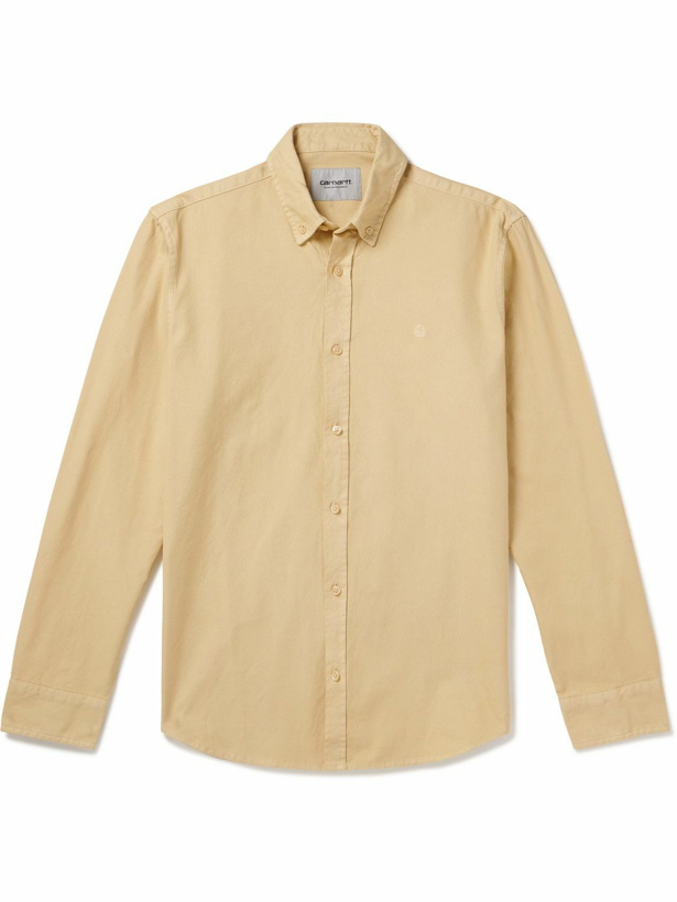 Photo: Carhartt WIP - Bolton Button-Down Collar Logo-Embroidered Cotton Oxford Shirt - Yellow