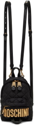 Moschino Black Mini Quilted Logo Backpack