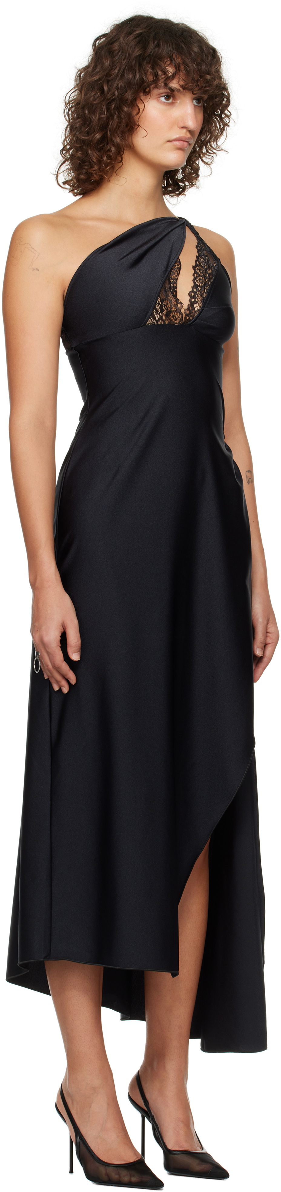Tranquility Asymmetric Midi Dress - Black