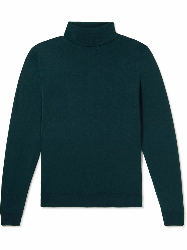 Photo: John Smedley - Cherwell Slim-Fit Merino Wool Rollneck Sweater - Blue