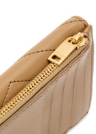 Saint Laurent Cassandre Quilted Card Holder - Tan - One Size