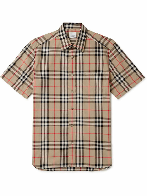 Photo: Burberry - Checked Cotton-Poplin Shirt - Neutrals