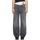 Marine Serre Gray Moon Laser Wash Baggy Jeans