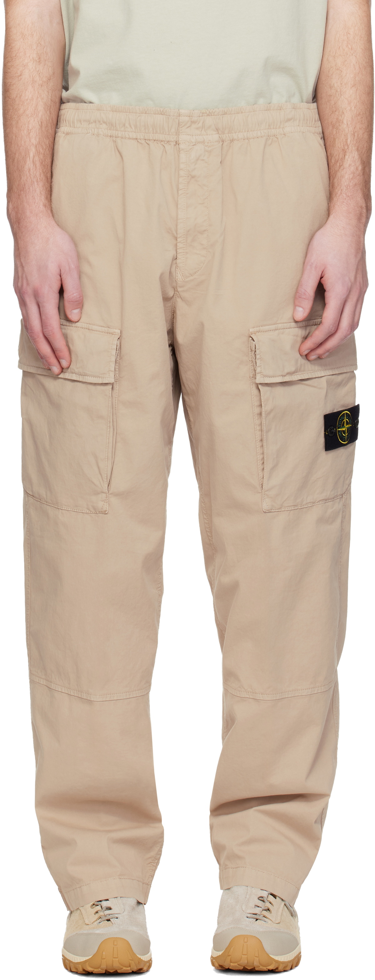 Stone Island Beige 3100020 Stretch Organic Cotton Twill Cargo Pants