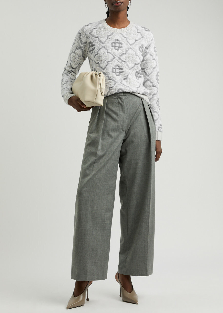 Casablanca Logo-intarsia Wool-blend Jumper Grey