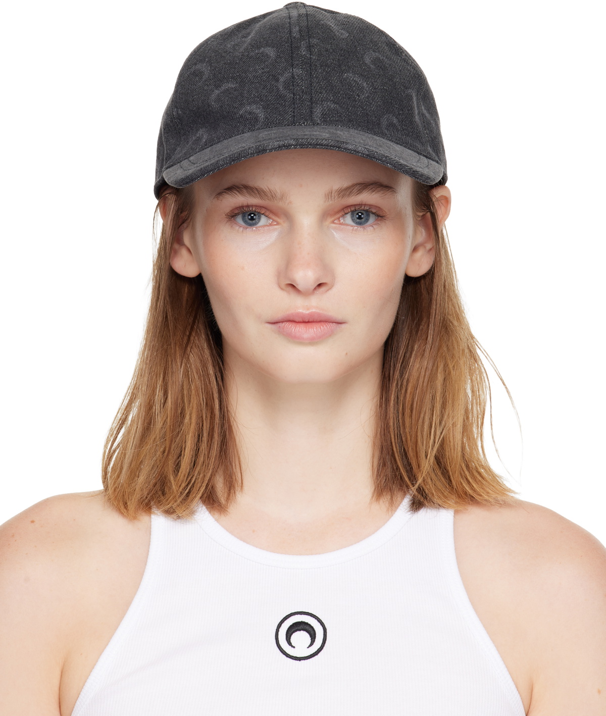Marine Serre Gray Moon Laser Denim Baseball Cap