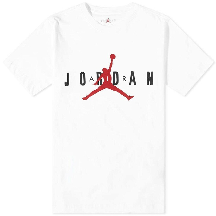 Photo: Air Jordan Men's Logo T-Shirt in White/Black/Gym Red