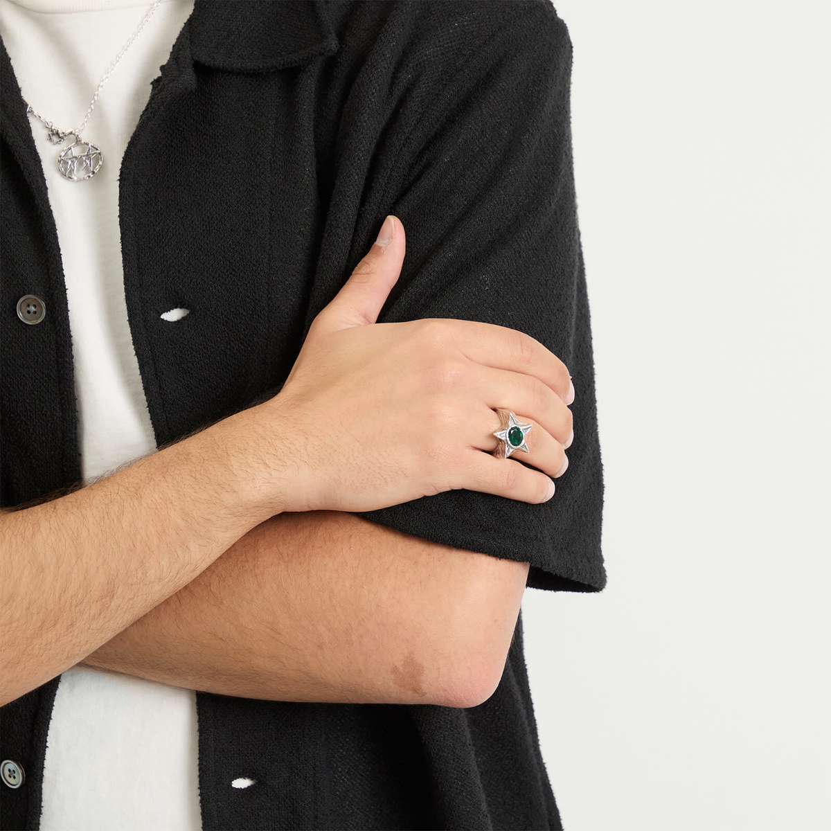 TwoJeys Men's Bomba Ring in Silver/Green