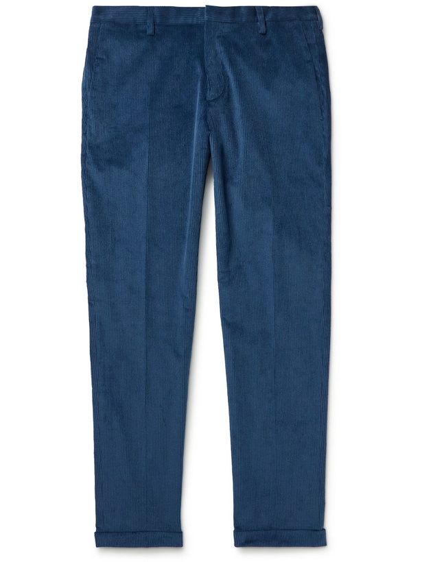 Photo: PAUL SMITH - Tapered Cotton-Blend Corduroy Trousers - Blue