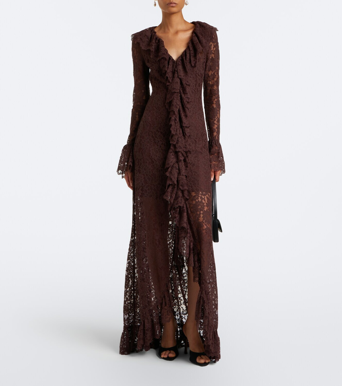 De La Vali Clementina asymmetric lace maxi dress