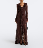 De La Vali Clementina asymmetric lace maxi dress