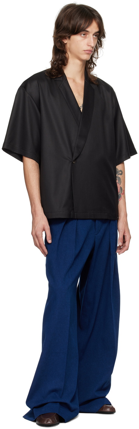 King & Tuckfield Navy Wide Leg Denim Trousers