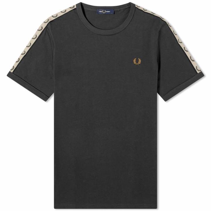 Photo: Fred Perry Men's Contrast Tape Ringer T-Shirt in Anchor Grey/Black