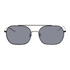 Ann Demeulemeester Black and Grey Linda Farrow Edition Square Sunglasses