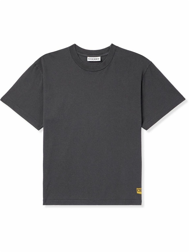 Photo: Cherry Los Angeles - Escape Logo-Print Garment-Dyed Cotton-Jersey T-Shirt - Gray