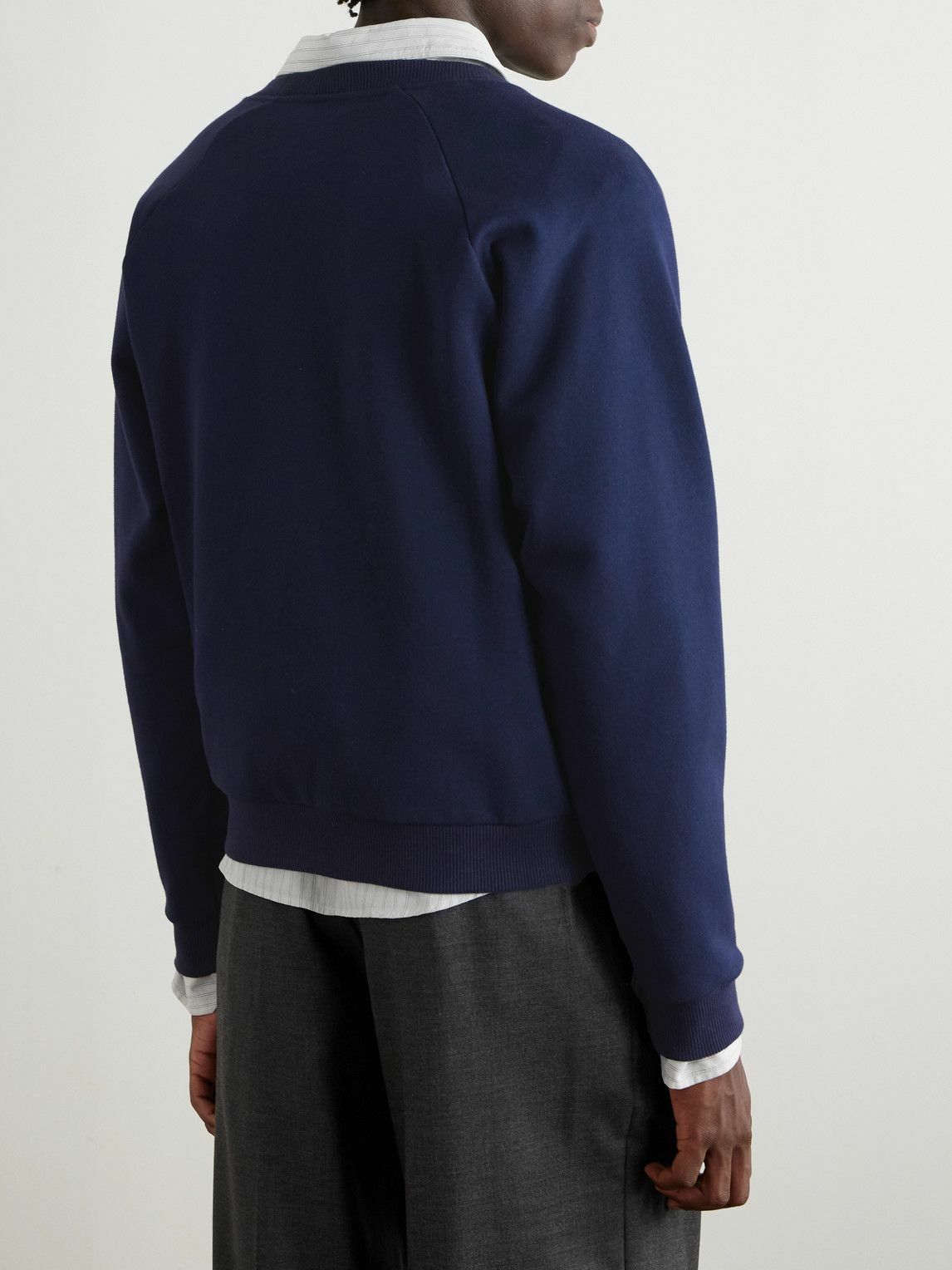 CELINE - Logo-Appliquéd Cotton-Jersey Sweatshirt - Blue