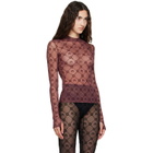 Marine Serre Burgundy Moonogram Flock LS Highneck Top